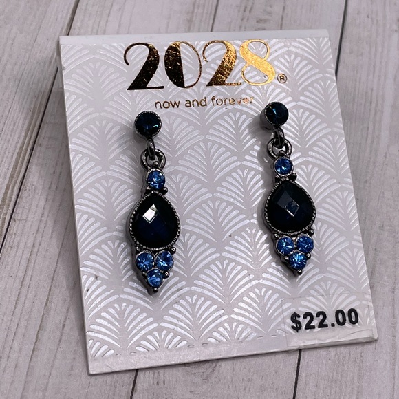 NWT 1928 Deep Blue Drop Earrings - Picture 4 of 7